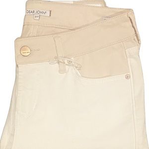 Dear John, denim ankle skinny white/mocha frayed at bottom.